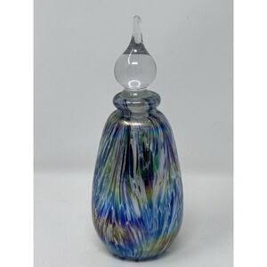 Vintage Art Glass Perfume Bottle Iridescent Swirl Hand Blown Murano Style